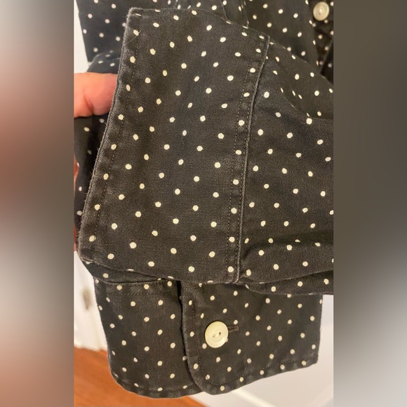 RRL Double RL Ralph Lauren Button Up Shirt Size XL Black With White Polka Dots - Picture 3 of 6